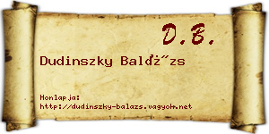 Dudinszky Balázs névjegykártya
